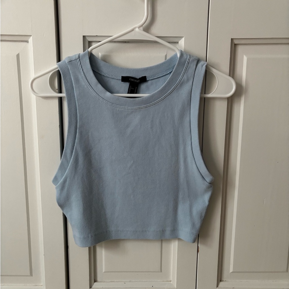 Light Blue Sleeveless Crop Top